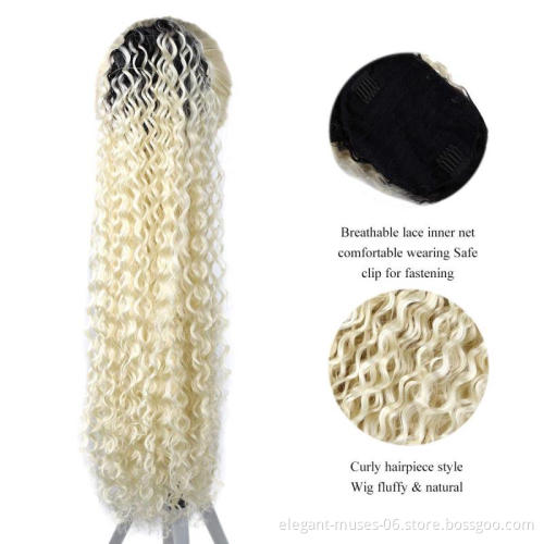 Hot Selling Wavy Synthetic Ponytail Extensions Clip-in Ponytail Drawstring Natural Hair Extension Heat Resistant Hair